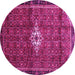 Round Machine Washable Persian Pink Traditional Rug, wshtr160pnk