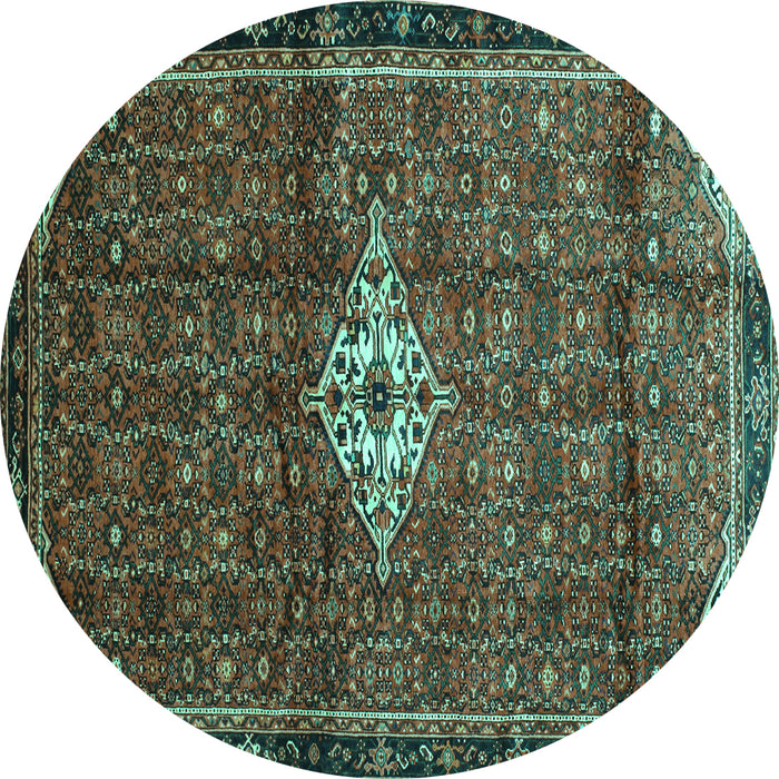 Round Machine Washable Persian Turquoise Traditional Area Rugs, wshtr160turq