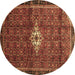 Round Persian Brown Traditional Rug, tr160brn