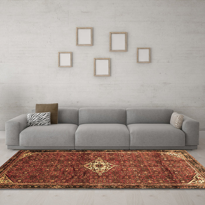Machine Washable Persian Brown Traditional Rug in a Living Room,, wshtr160brn