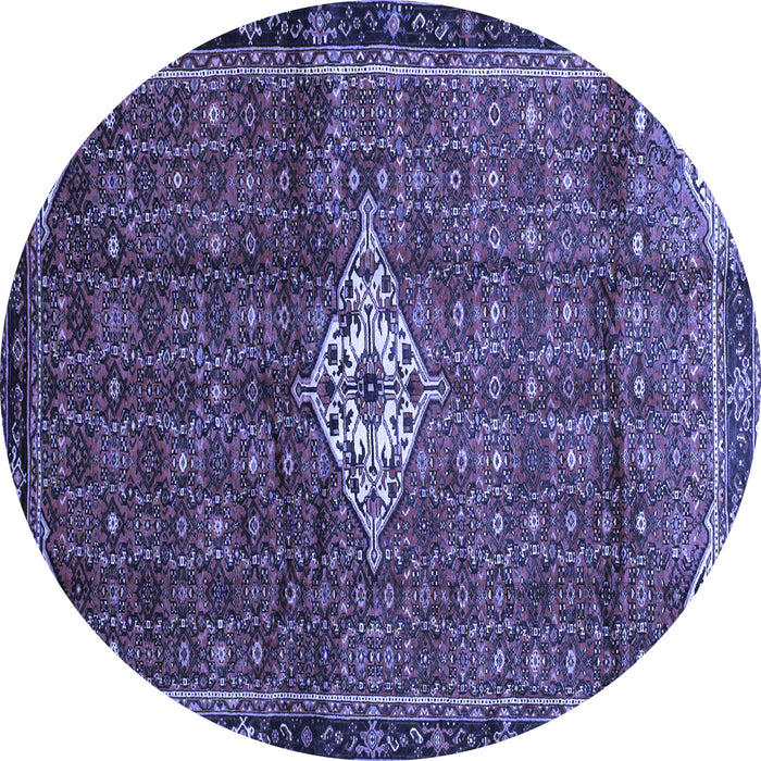 Round Machine Washable Persian Blue Traditional Rug, wshtr160blu