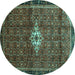 Round Persian Turquoise Traditional Rug, tr160turq