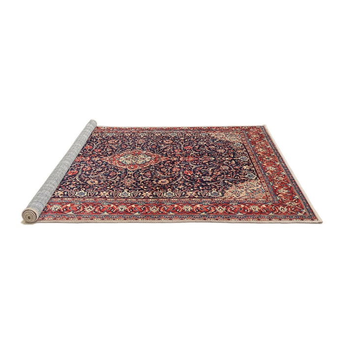 Sideview of Machine Washable Traditional Brown Red Rug, wshtr1610