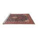 Sideview of Machine Washable Traditional Brown Red Rug, wshtr1610