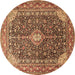 Round Medallion Brown Traditional Rug, tr1610brn