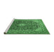 Sideview of Machine Washable Medallion Emerald Green Traditional Area Rugs, wshtr1610emgrn