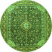 Square Medallion Green Traditional Rug, tr1610grn