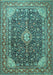 Machine Washable Medallion Turquoise Traditional Area Rugs, wshtr1610turq