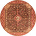 Machine Washable Medallion Orange Traditional Area Rugs, wshtr1610org