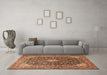 Machine Washable Medallion Brown Traditional Rug in a Living Room,, wshtr1610brn