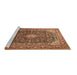 Sideview of Machine Washable Medallion Brown Traditional Rug, wshtr1610brn