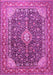 Machine Washable Medallion Pink Traditional Rug, wshtr1610pnk