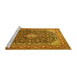 Sideview of Machine Washable Medallion Yellow Traditional Rug, wshtr1610yw