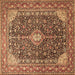 Square Medallion Brown Traditional Rug, tr1610brn