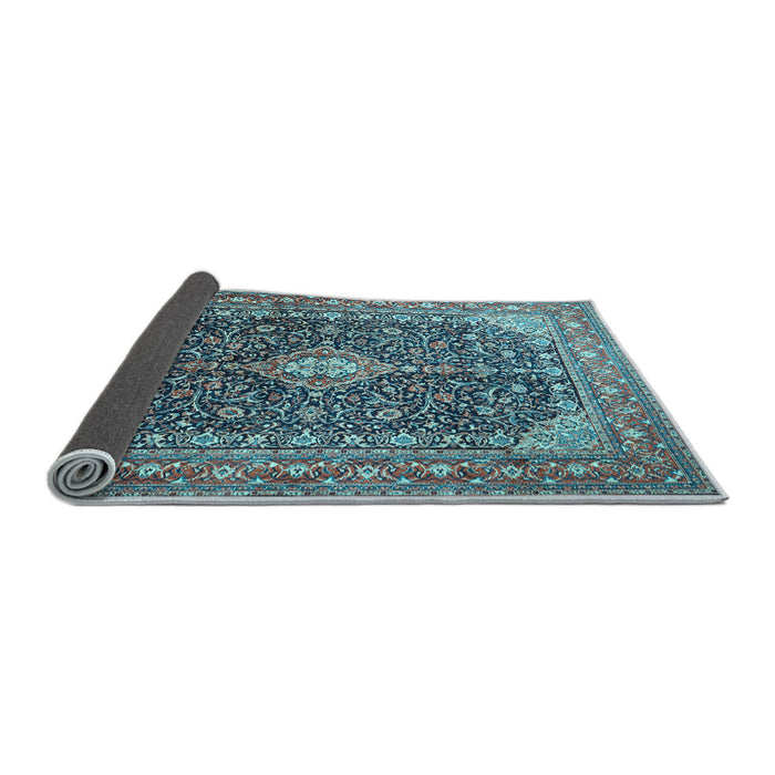 Sideview of Medallion Light Blue Traditional Rug, tr1610lblu