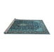 Sideview of Machine Washable Medallion Light Blue Traditional Rug, wshtr1610lblu