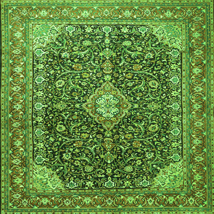 Serging Thickness of Medallion Green Traditional Rug, tr1610grn