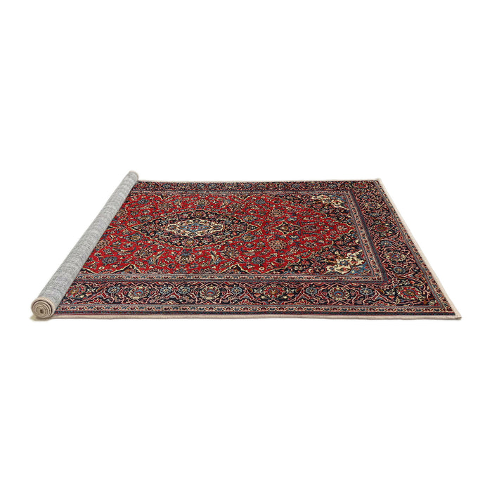 Sideview of Machine Washable Traditional Saffron Red Rug, wshtr1611