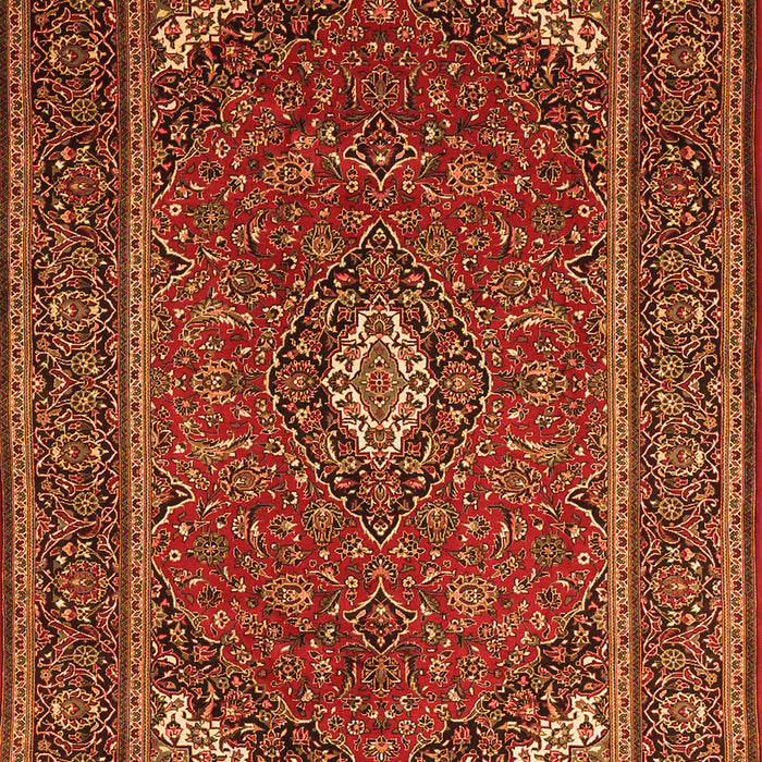 Serging Thickness of Machine Washable Medallion Orange Traditional Area Rugs, wshtr1611org