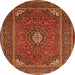 Machine Washable Medallion Orange Traditional Area Rugs, wshtr1611org