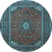 Round Medallion Light Blue Traditional Rug, tr1611lblu