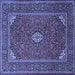 Square Medallion Blue Traditional Rug, tr1611blu