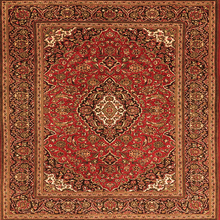 Serging Thickness of Medallion Orange Traditional Rug, tr1611org