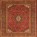 Serging Thickness of Medallion Orange Traditional Rug, tr1611org