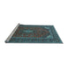 Sideview of Machine Washable Medallion Light Blue Traditional Rug, wshtr1611lblu