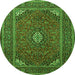 Machine Washable Medallion Green Traditional Area Rugs, wshtr1611grn