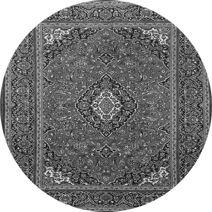Machine Washable Medallion Gray Traditional Rug, wshtr1611gry