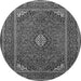 Machine Washable Medallion Gray Traditional Rug, wshtr1611gry