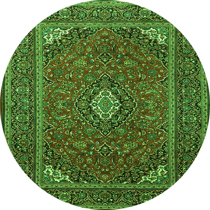 Square Medallion Green Traditional Rug, tr1611grn