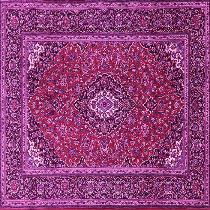 Square Machine Washable Medallion Pink Traditional Rug, wshtr1611pnk
