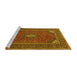 Sideview of Machine Washable Medallion Yellow Traditional Rug, wshtr1611yw