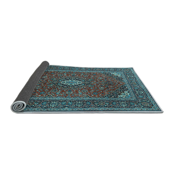 Sideview of Medallion Light Blue Traditional Rug, tr1611lblu