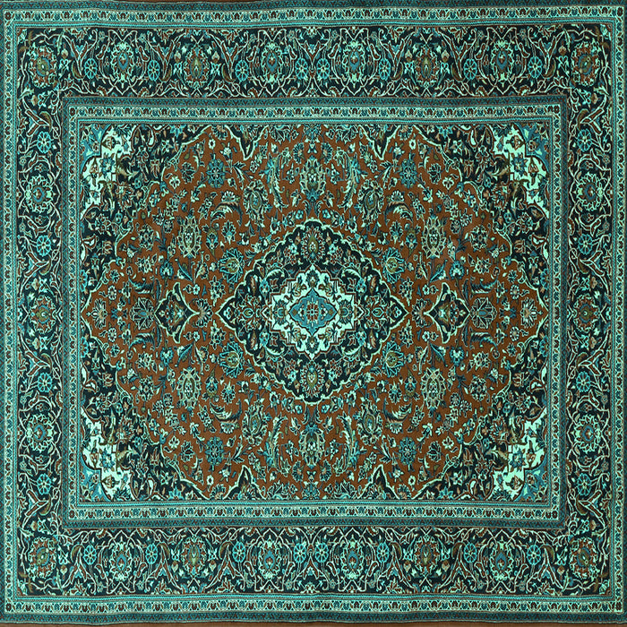Square Medallion Turquoise Traditional Rug, tr1611turq