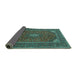 Sideview of Medallion Turquoise Traditional Rug, tr1611turq