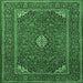 Square Medallion Emerald Green Traditional Rug, tr1611emgrn