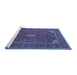 Sideview of Machine Washable Medallion Blue Traditional Rug, wshtr1611blu