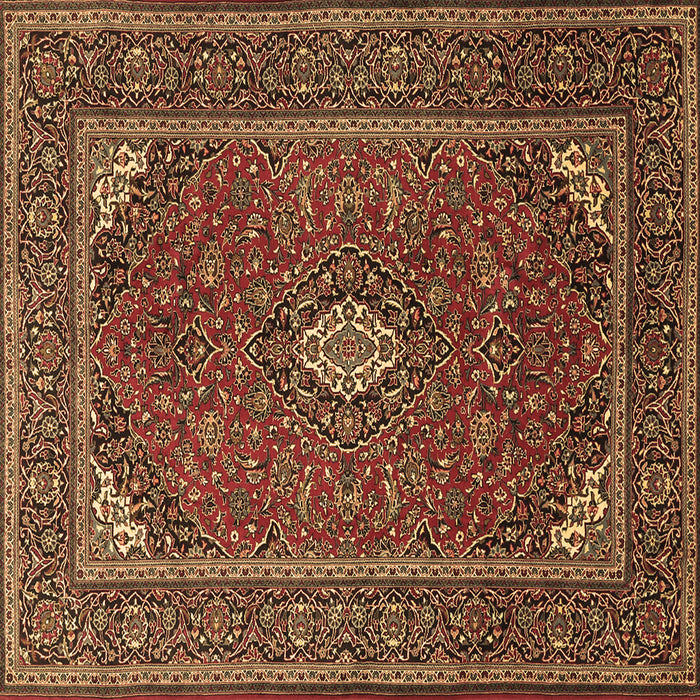 Square Machine Washable Medallion Brown Traditional Rug, wshtr1611brn
