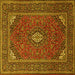 Square Medallion Yellow Traditional Rug, tr1611yw