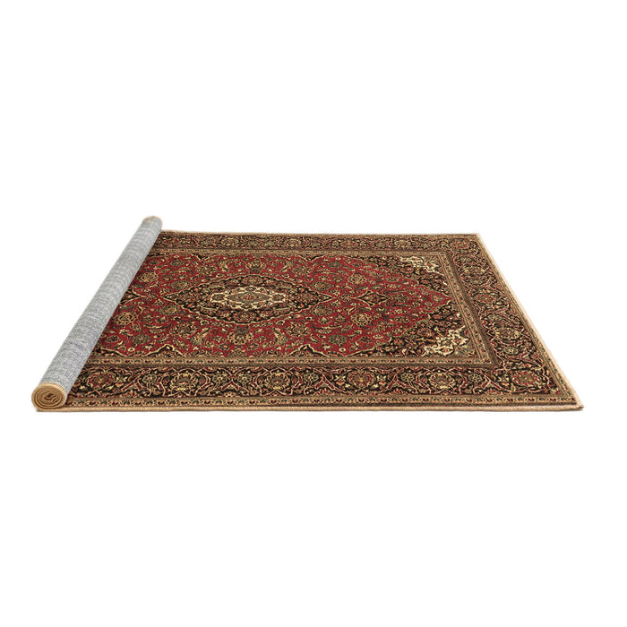 Sideview of Machine Washable Medallion Brown Traditional Rug, wshtr1611brn