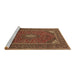 Sideview of Machine Washable Medallion Brown Traditional Rug, wshtr1611brn