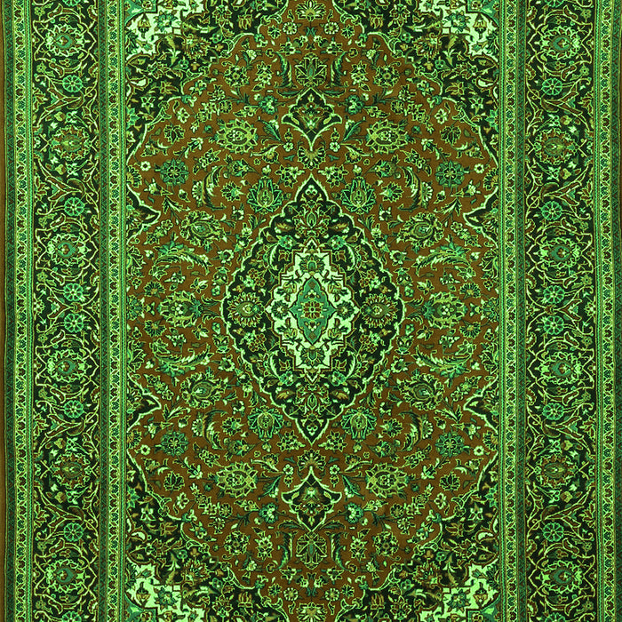 Serging Thickness of Machine Washable Medallion Green Traditional Area Rugs, wshtr1611grn