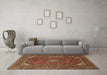 Machine Washable Medallion Brown Traditional Rug in a Living Room,, wshtr1611brn