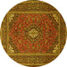 Round Medallion Yellow Traditional Rug, tr1611yw