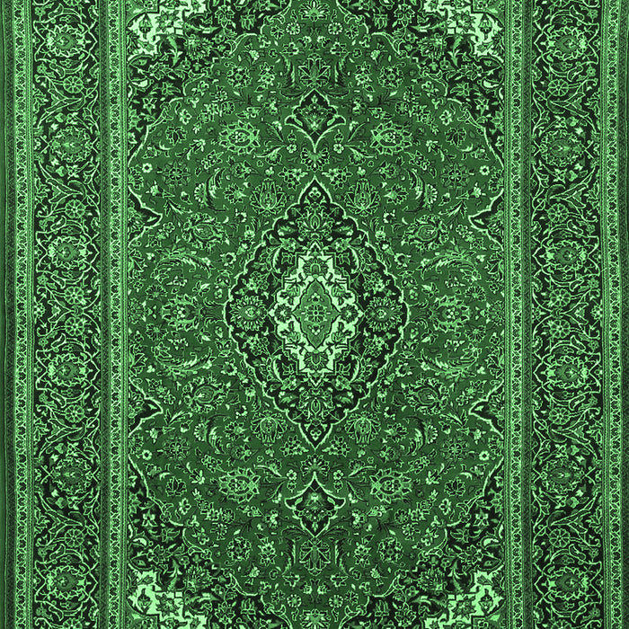 Machine Washable Medallion Emerald Green Traditional Area Rugs, wshtr1611emgrn