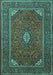 Machine Washable Medallion Turquoise Traditional Area Rugs, wshtr1611turq