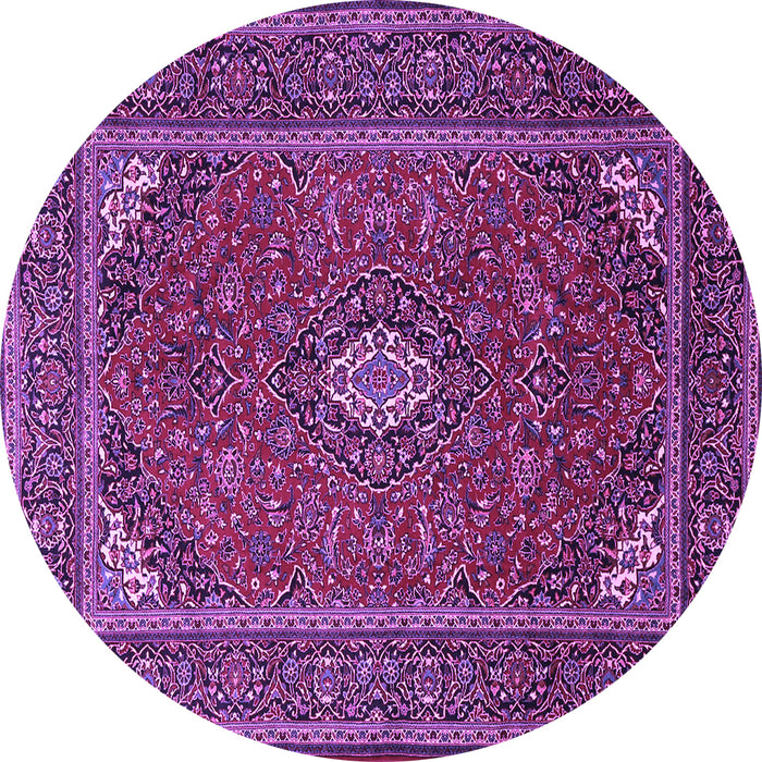 Round Medallion Purple Traditional Rug, tr1611pur